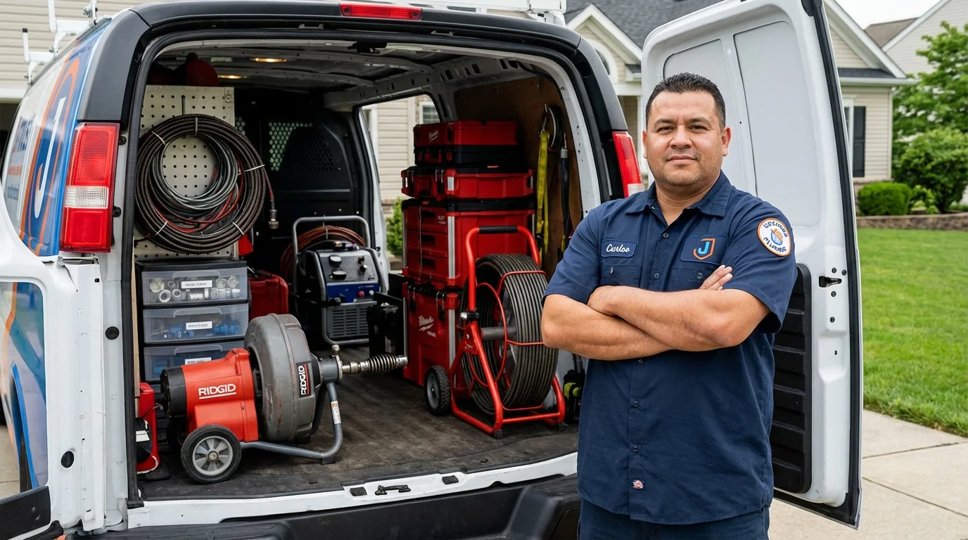 Professional drain cleaning equipment and Johns Plumbing LLC plumber in Altamont