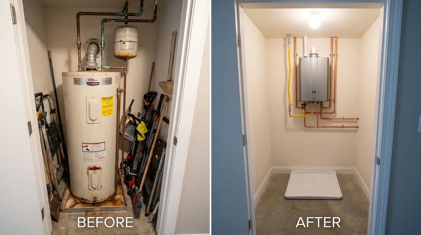 Tank water heater versus wall-mounted tankless unit comparison for Altamont, IL homeowners